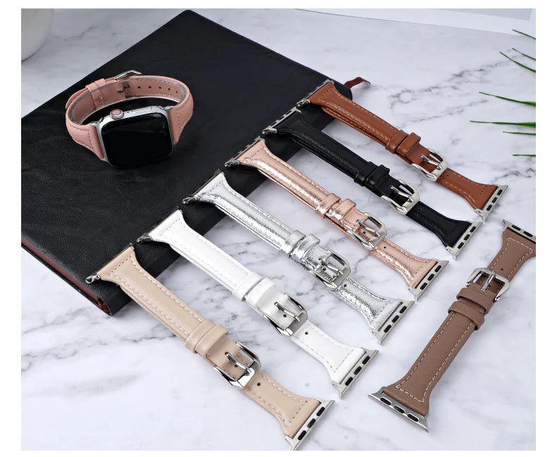 Bracelet en cuir fin pour Apple Watch