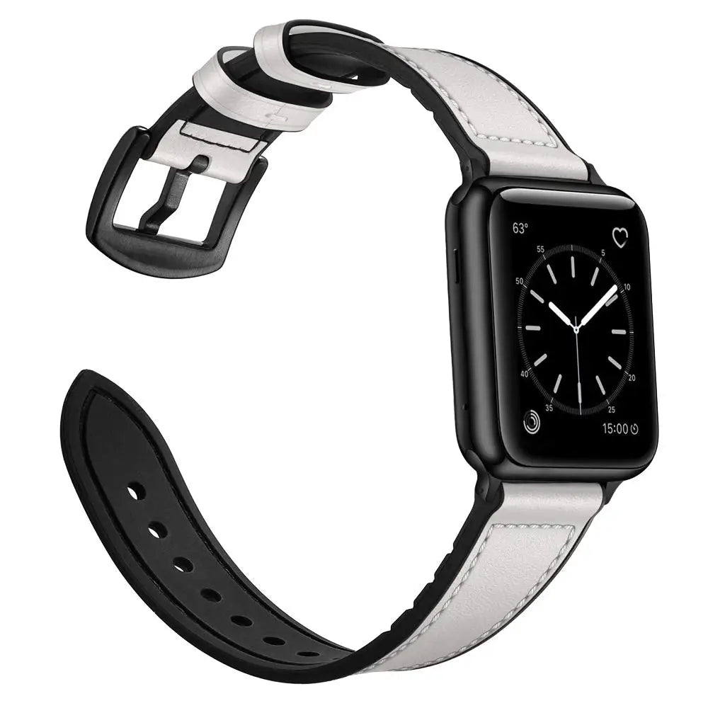 Classy Leather + Silicon Hybrid Bands