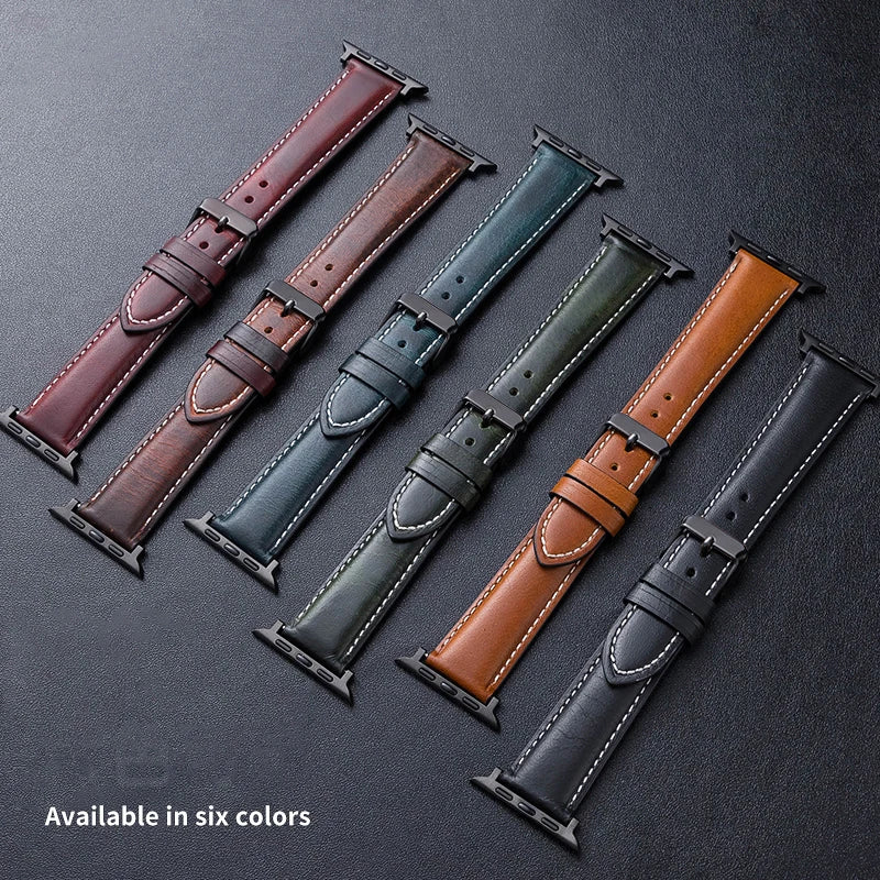 Oil Waxed Genuine Leather Apple Watch Band