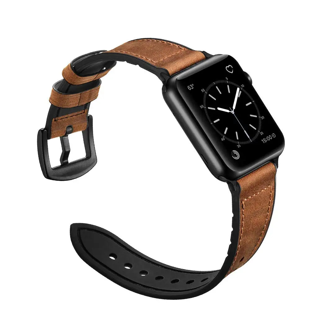 Classy Leather + Silicon Hybrid Bands