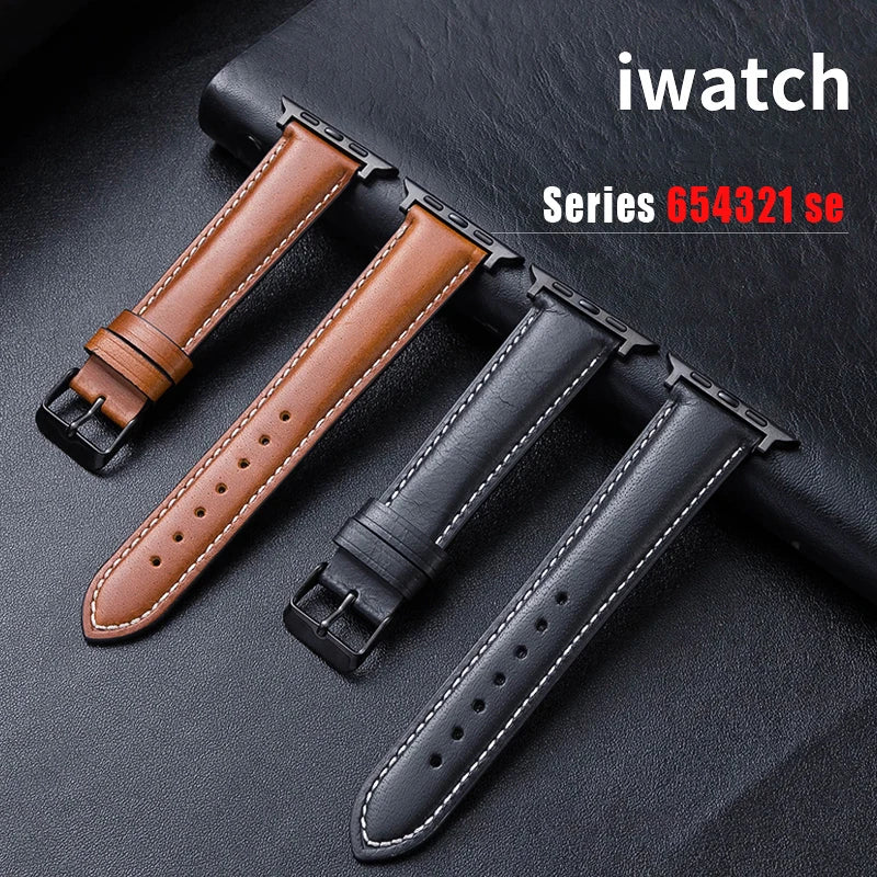 Oil Waxed Genuine Leather Apple Watch Band