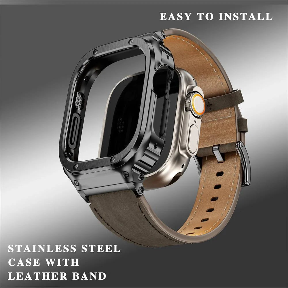 Luxury Leather Strap with Metal Case