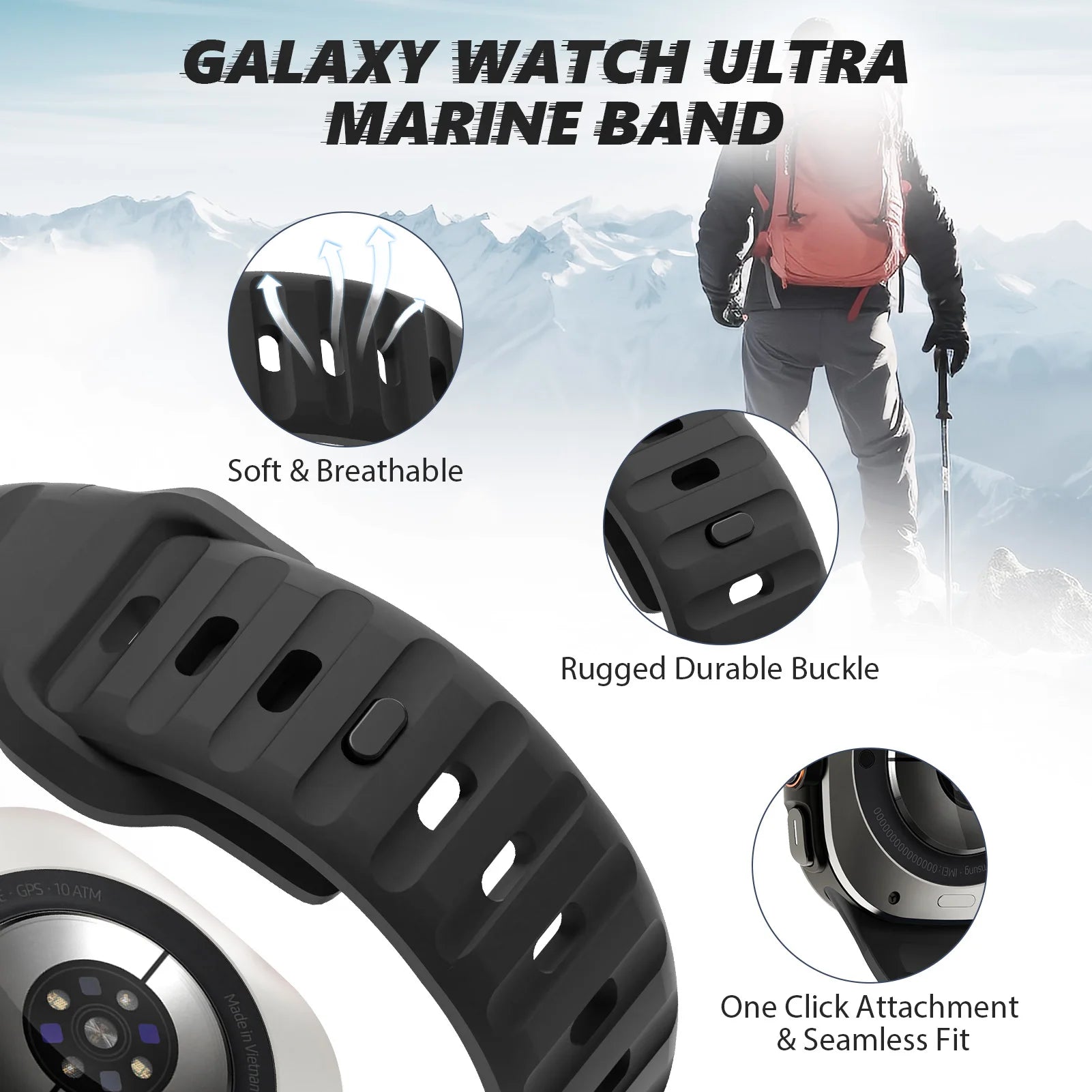 Rugged Silicon Bands for Samsung Galaxy Watch Ultra