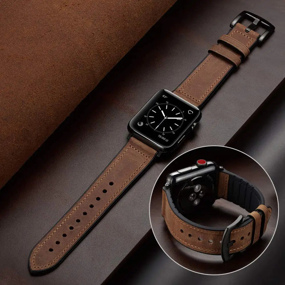 Classy Leather + Silicon Hybrid Bands