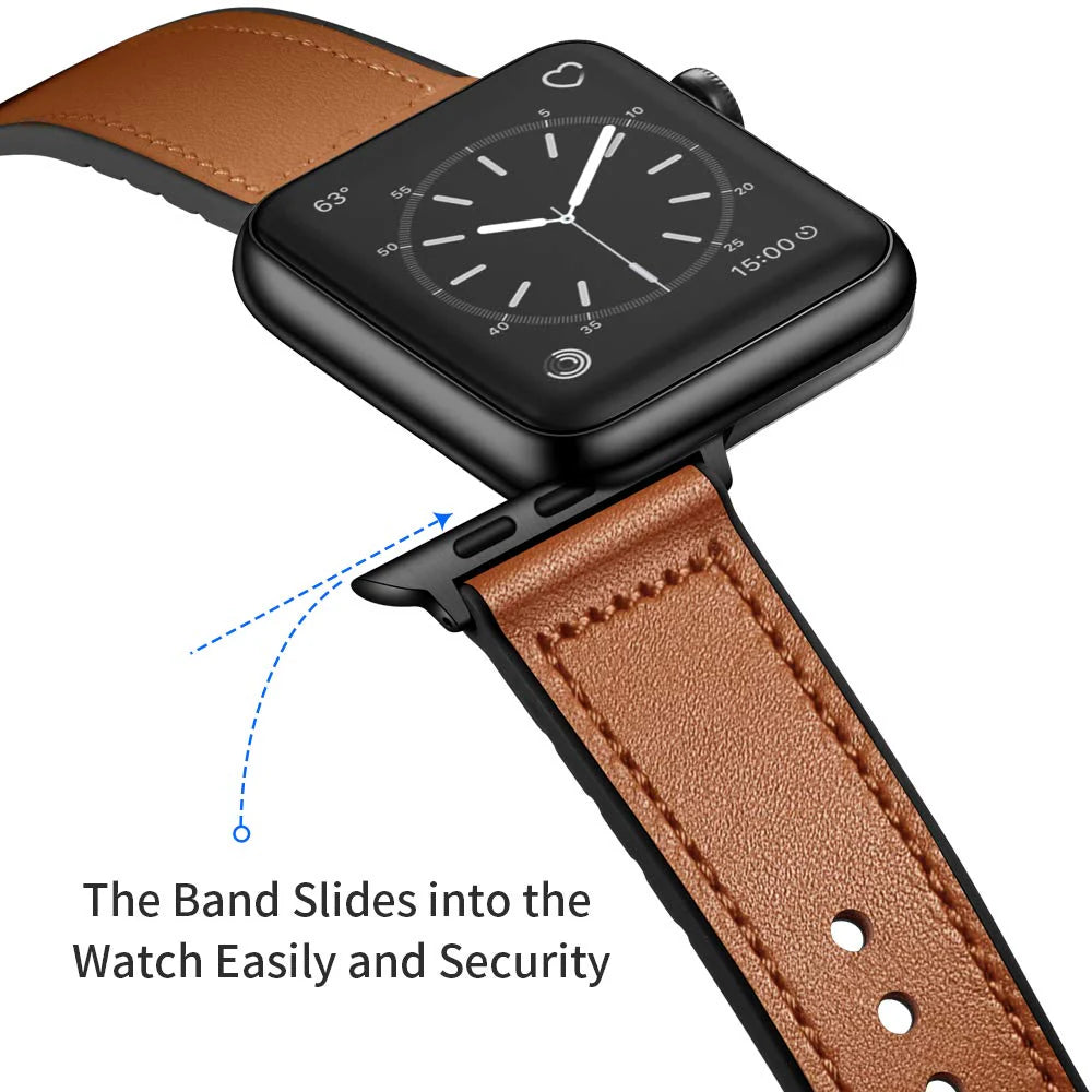 Classy Leather + Silicon Hybrid Bands