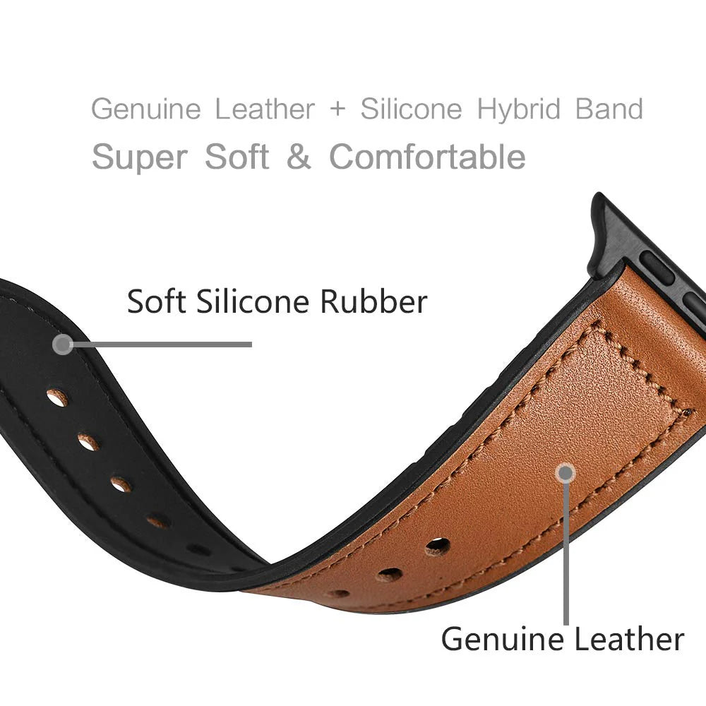 Classy Leather + Silicon Hybrid Bands